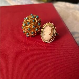 Avon Gold and Blue Vintage Ring Set